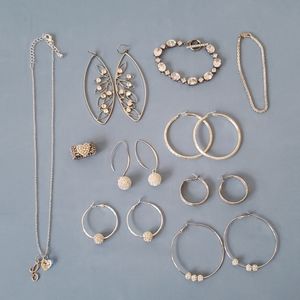 Silver jewelry set of 10 pieces